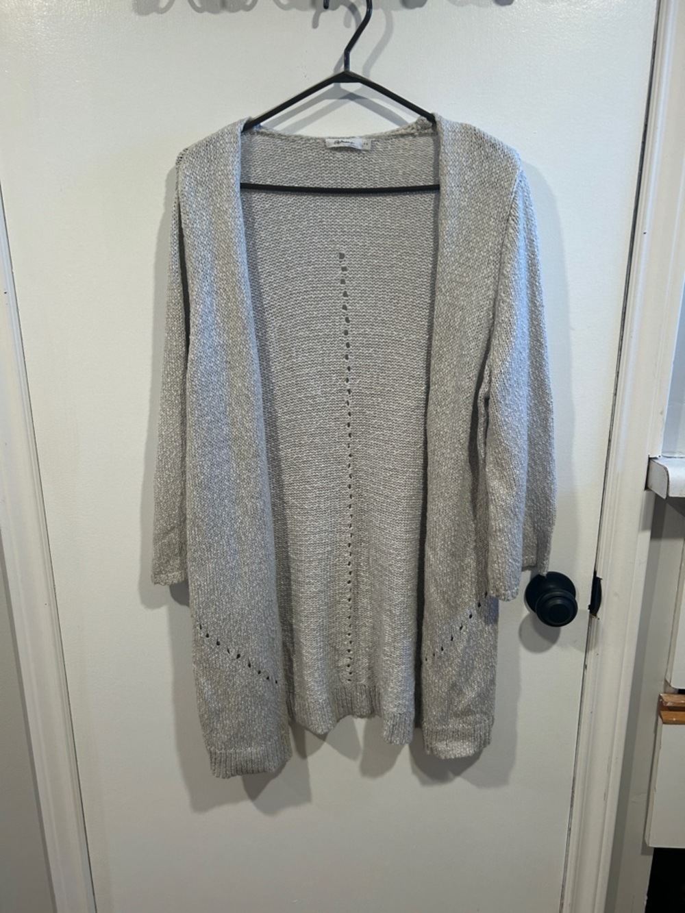 Reitmans Light Gray Open-Front Knit Cardigan